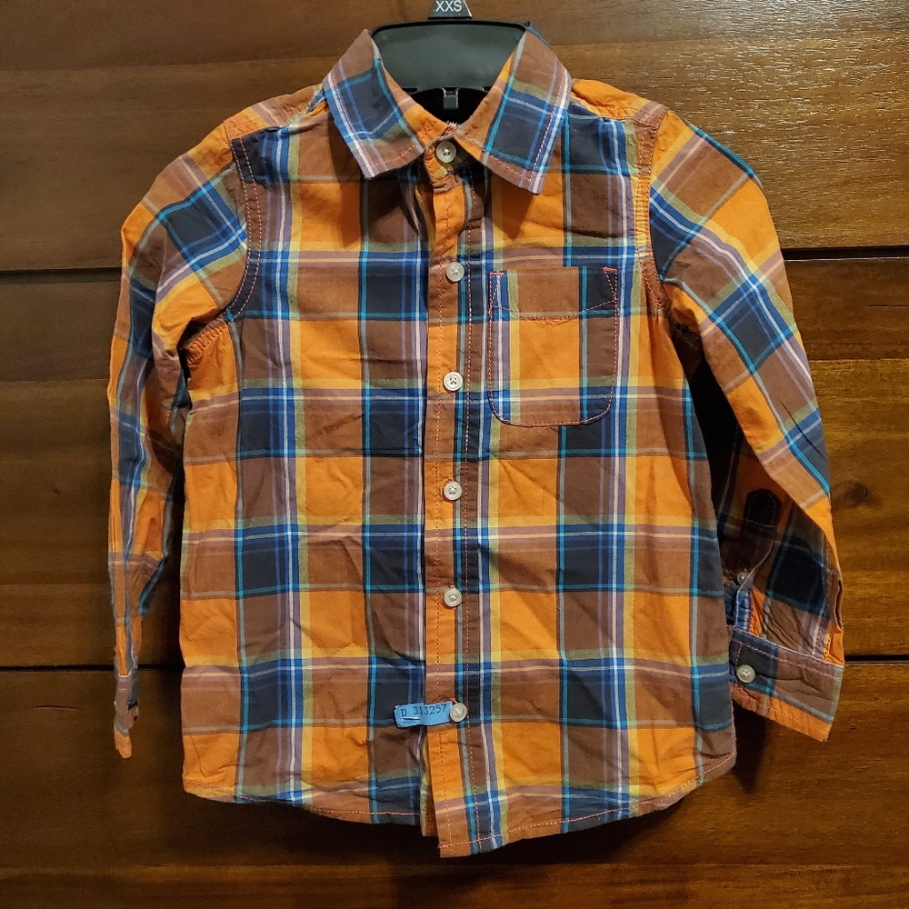 BOGO! OshKosh Orange Plaid Button Down Shirt Sz 5